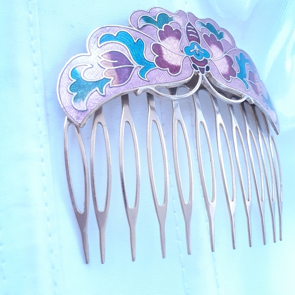 Clissone Floral Enamel Hair Comb Set - Picture 7 of 7